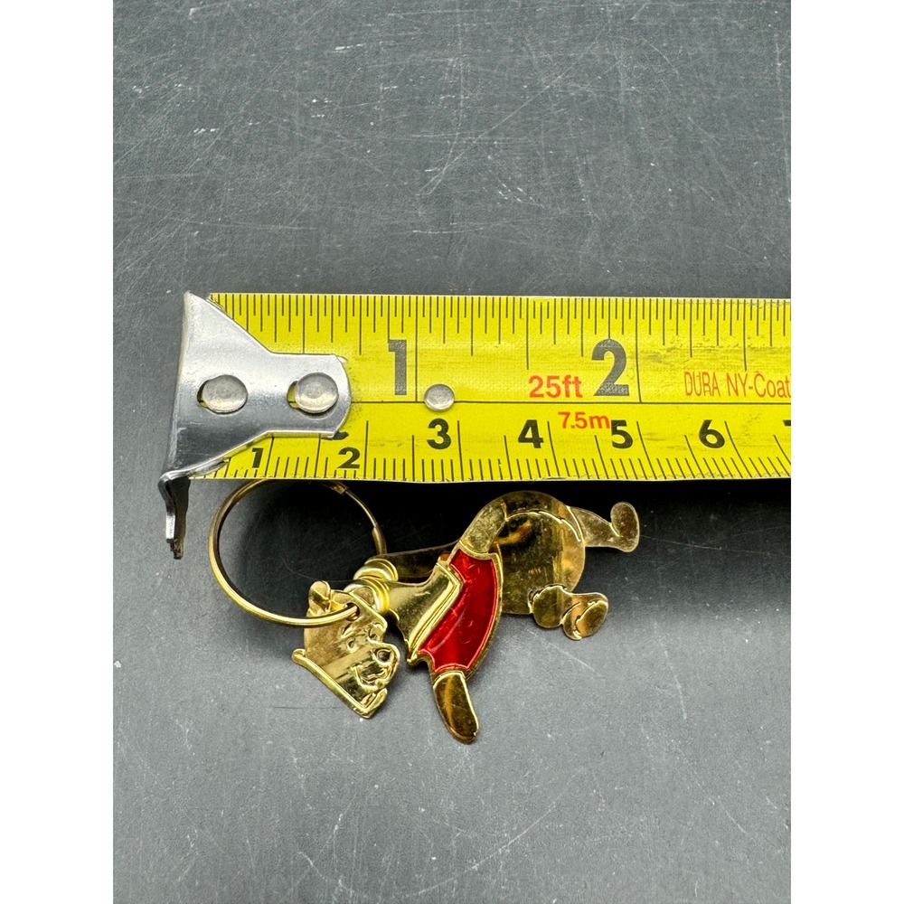 Disney Winnie the Pooh Gold Tone 3D Hoop Dangle Earrings Red Shirt Pair - Picture 4 of 5